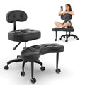 TASALON Cross Legged Office Chair, Criss Cross Chair with Wheels, 360° Swivel Adjustable Height ADHD Chair with Back Support, Ergonomic Kneeling Chair for Meditation, Yoga & Home Office Use, Black