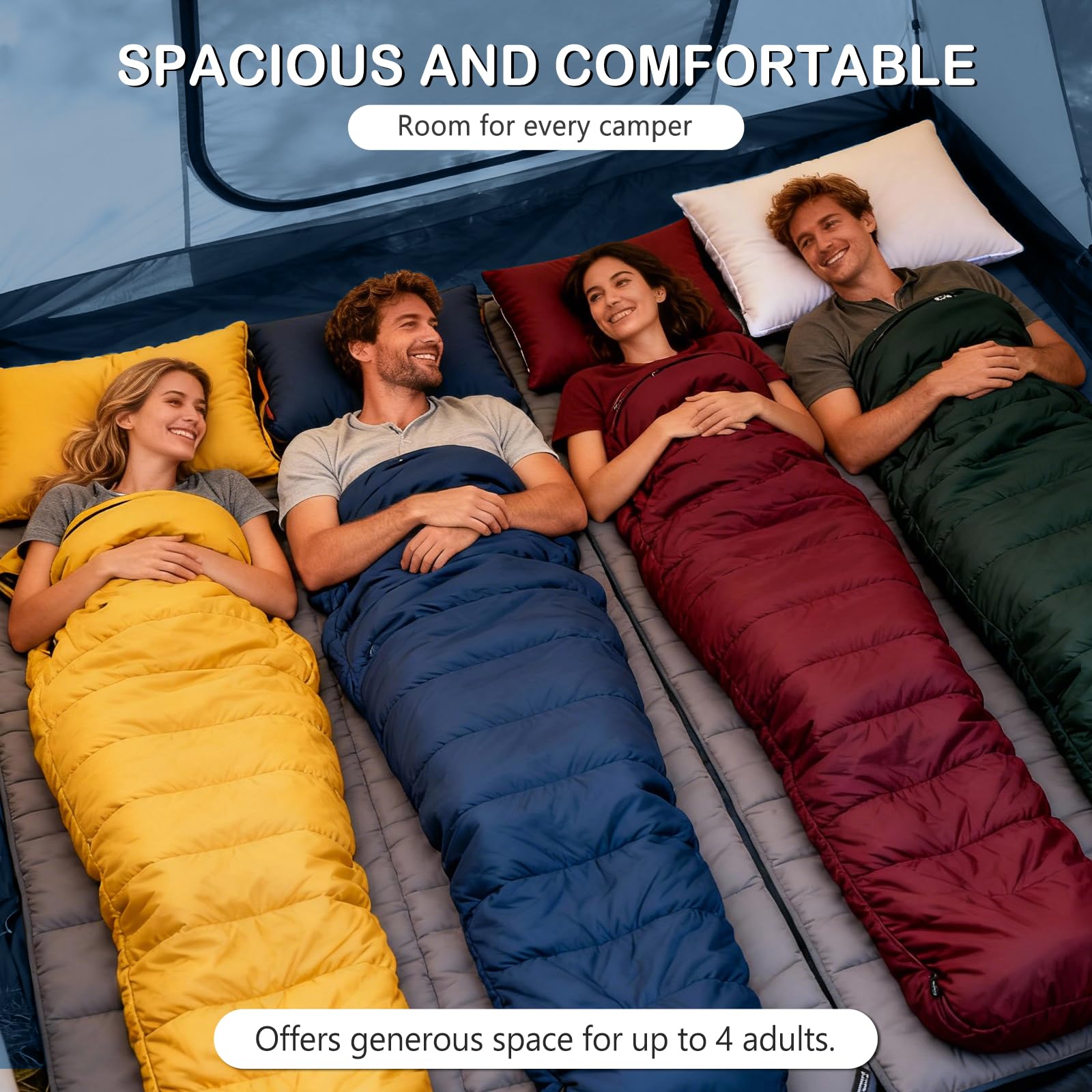 Blow Up Tent with Skylight and Stove Jack,4-6 Person Inflatable Camping Hot Tent with Pump,Easy Setup Family Camping Tent 4 Season Waterproof Outdoor Tents,Grey