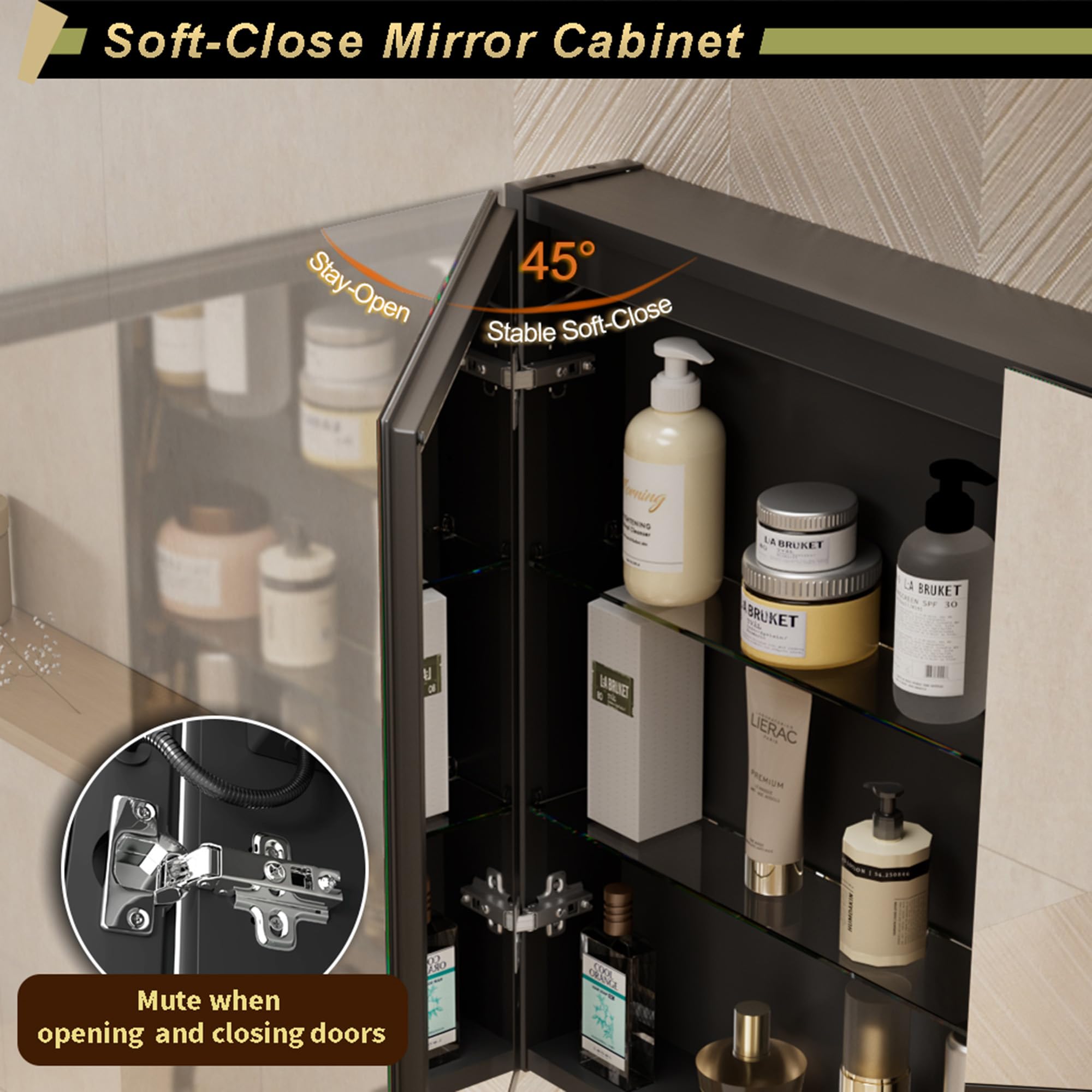 GANPE LED Lighted Bathroom Medicine Mirror Cabinet with Sockets & USBs, Anti-Fog Dimmable Light and Color Adjustment, Easy to Install Aluminum Cabinet (30 * 28 Two-Door)