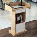 TGBHM Wedding Speech Podium Stand for Lectern Presentation Church Classroom Pulpit with Wooden Heavy Base Podium for Lecture,Oak