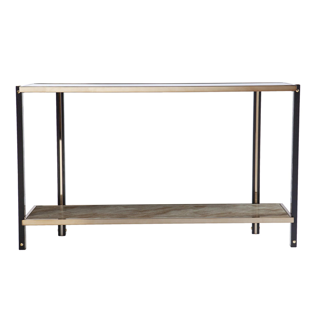 SEI Furniture - Thornsett Console Table with Mirrored Top - Transitional Design, Champagne Glass and Wood - Ideal for Entryway, Living Room (CK1131203)
