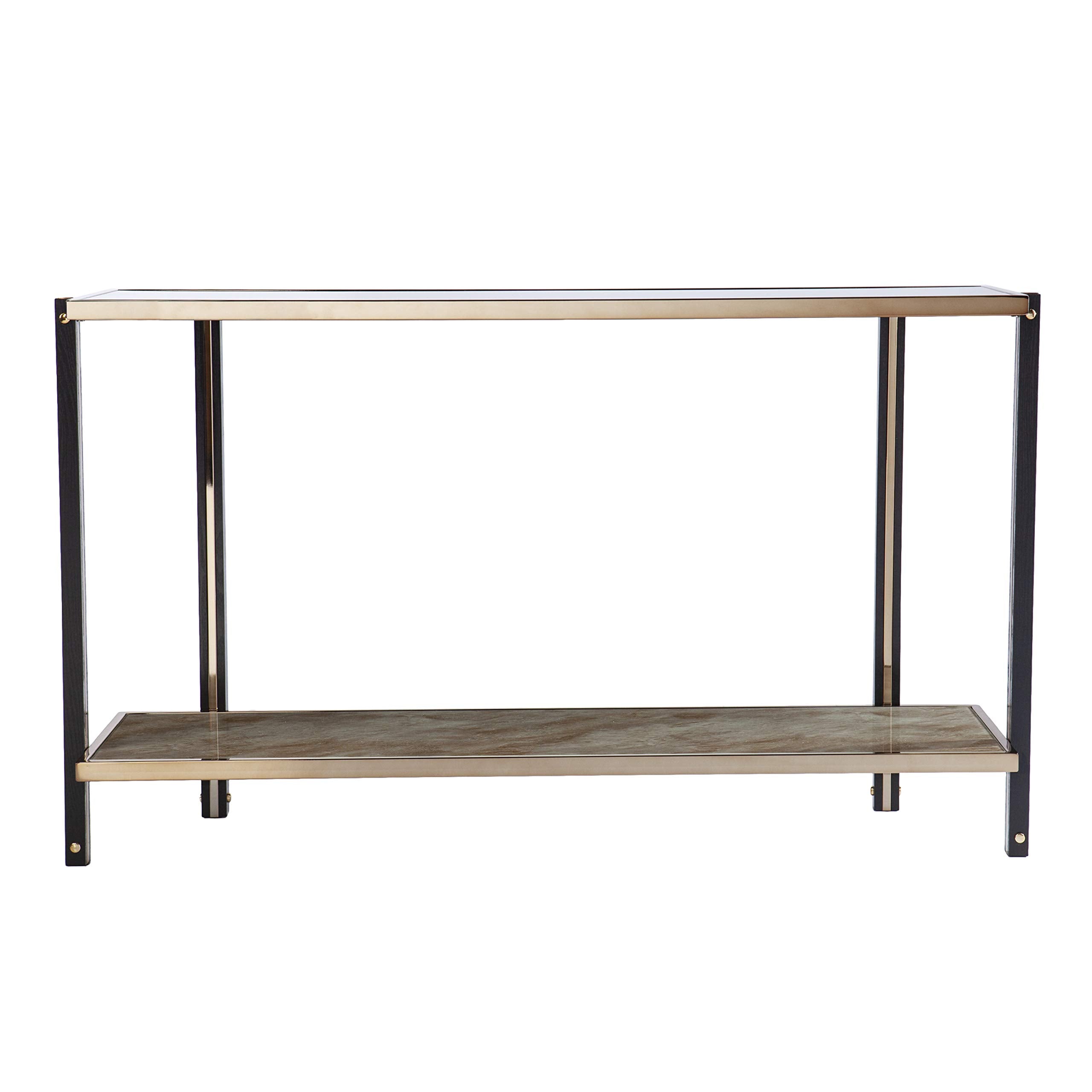 SEI Furniture - Thornsett Console Table with Mirrored Top - Transitional Design, Champagne Glass and Wood - Ideal for Entryway, Living Room (CK1131203)