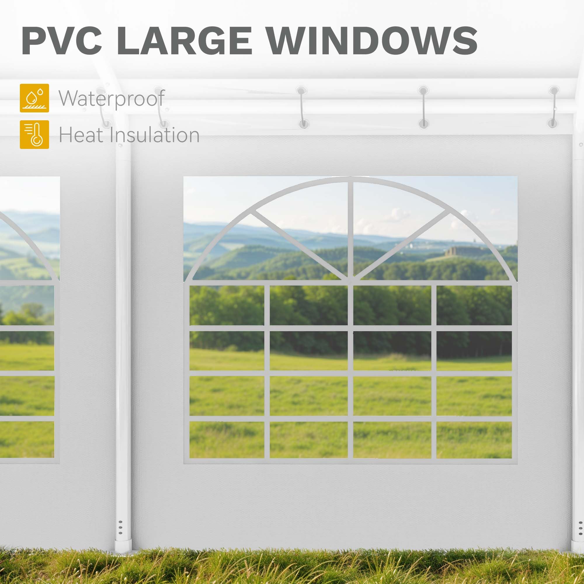 DWVO 20x30FT Heavy Duty Party PVC White Tent Wedding Event Shelters Upgraded Galvanized Ripple Canopy with Large Roof Removable Sidewalls & 2 Storage Bags
