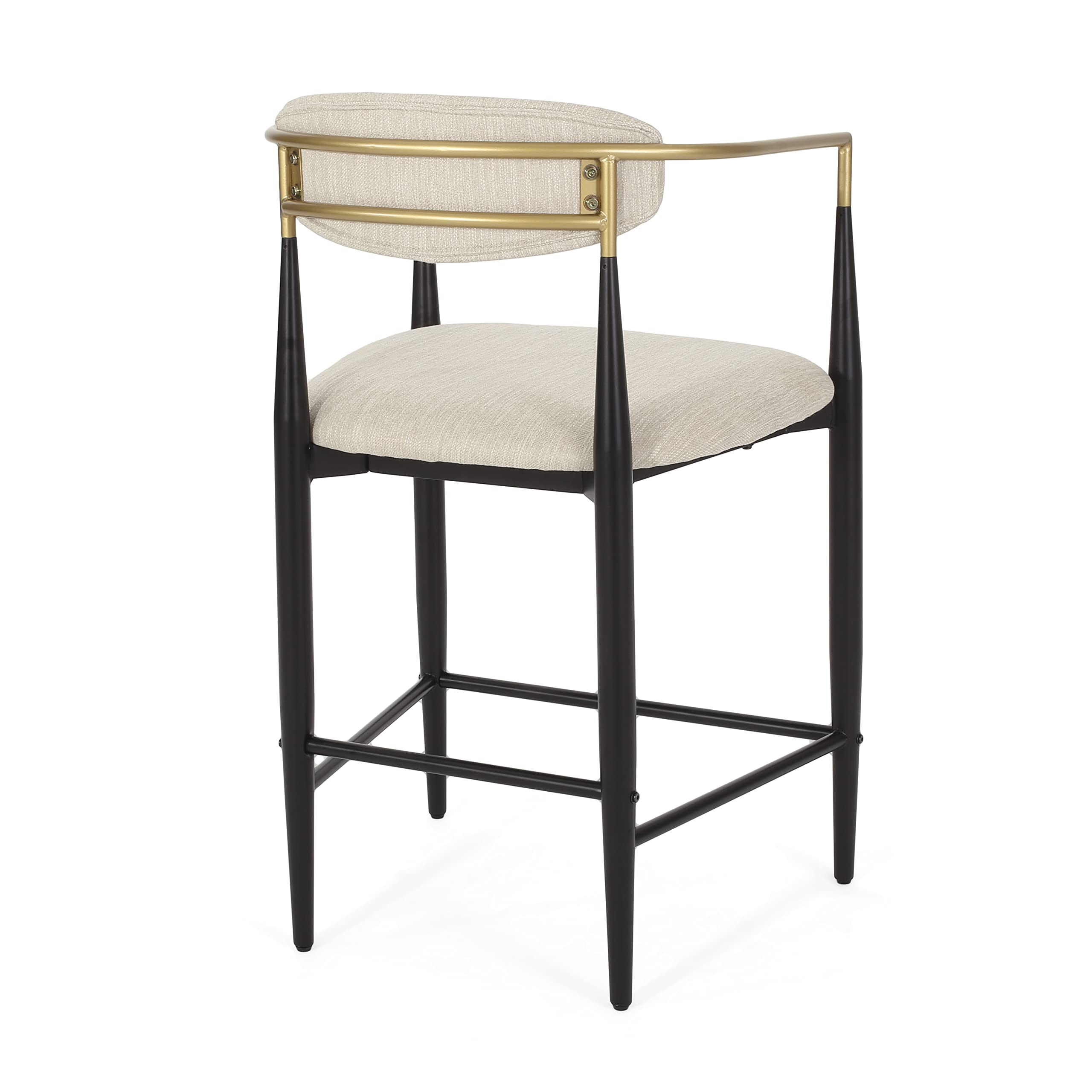 Merax 25" Fabric Upholstered Counter Stools with Backrest and Metal Frame Footrest,Set of 2,Modern Barstools