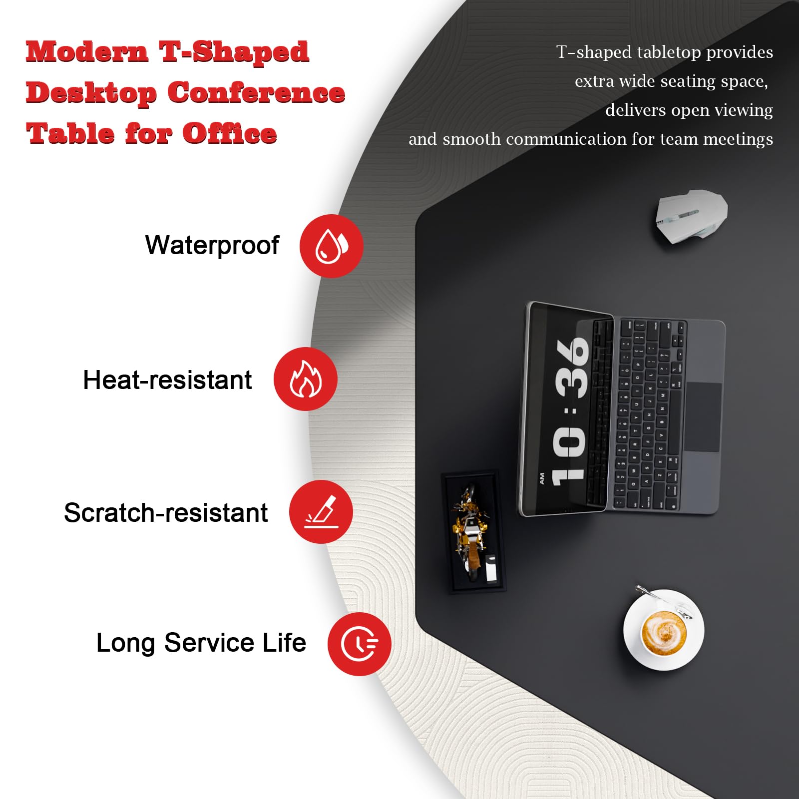 Conference Room Table, Foldable Flip Top Mobile Training Table with Wheels, 47.2 Inch Modern Rectangular Meeting Seminar Desk, Waterproof Metal Frame for Office, Classroom & Boardroom
