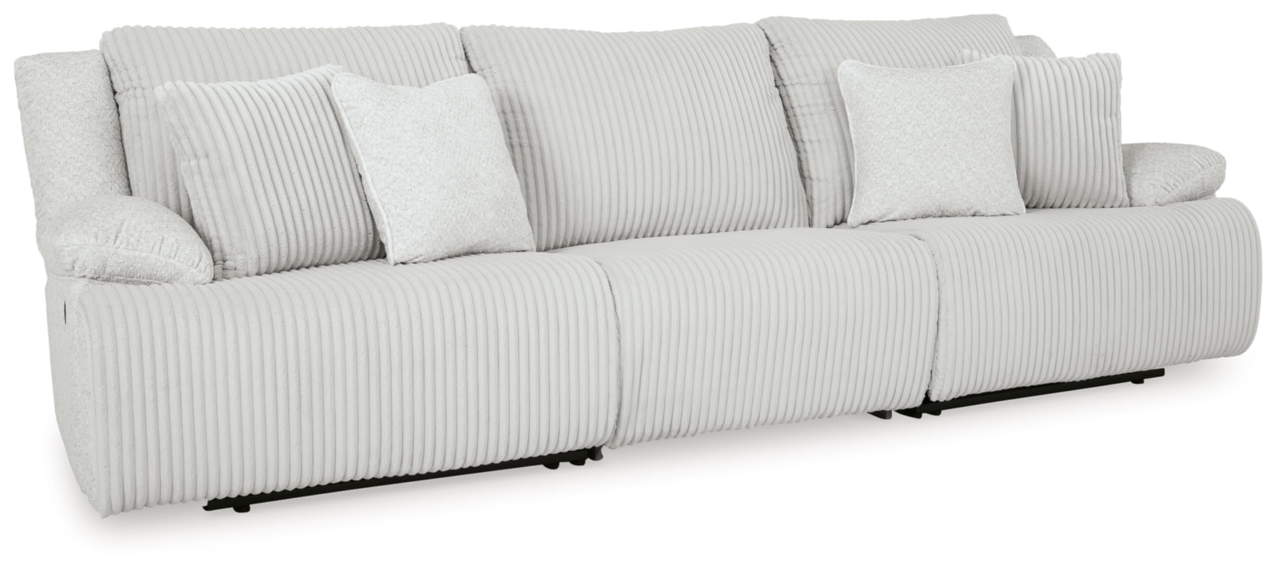 Signature Design by Ashley Top Tier Coastal 3-Piece Reclining Sectional Sofa with 4 Accent Pillows, Light Gray