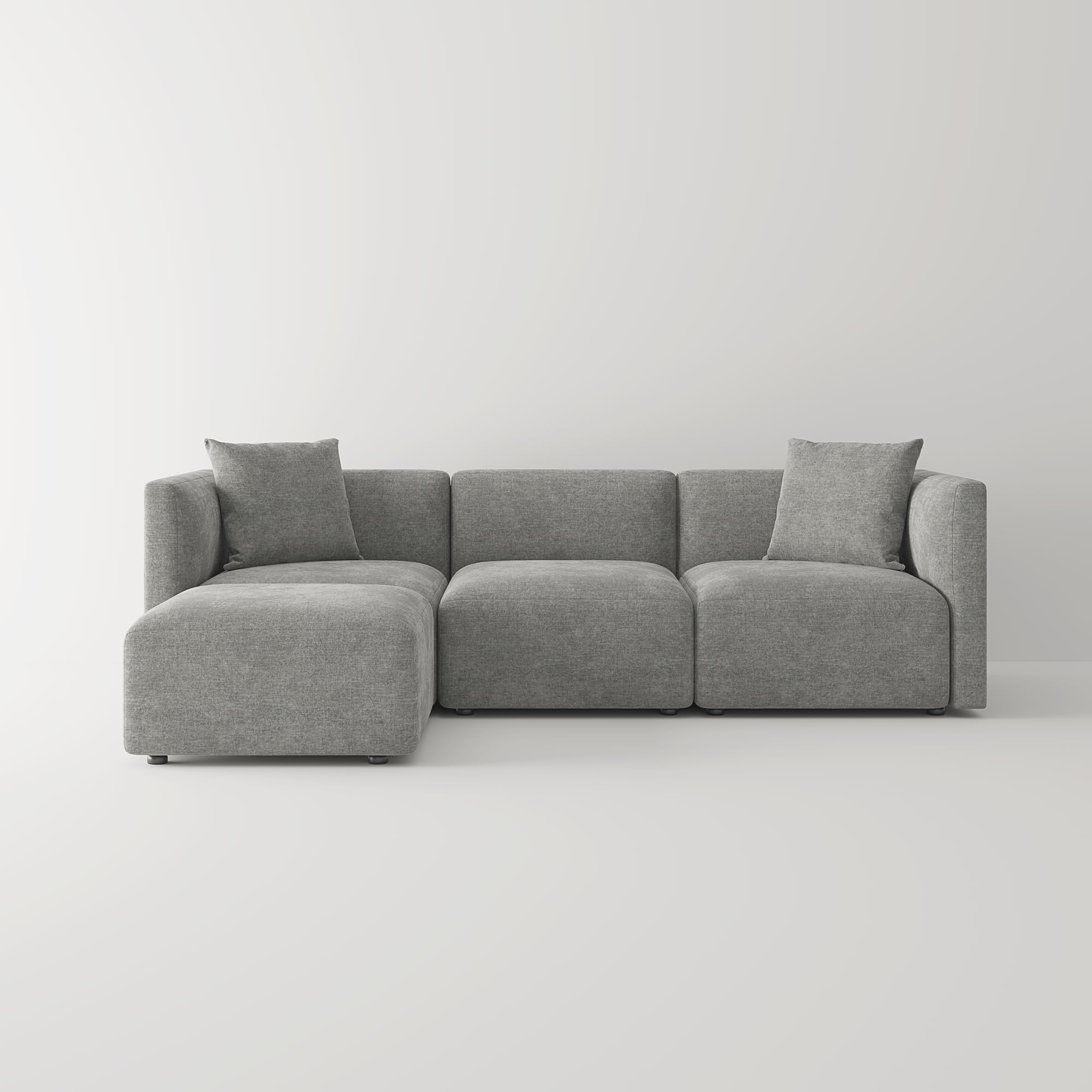 Acanva Luxury L-Shaped Upholstery Convertible Modular Sectional Sofa, Contemporary Reversible Couch with Chaise Lounge for Living Room, Apartment, Linen-Like Grey