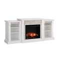 SEI Furniture Gallatin Faux Stone Electric Fireplace with Bookcases, New White