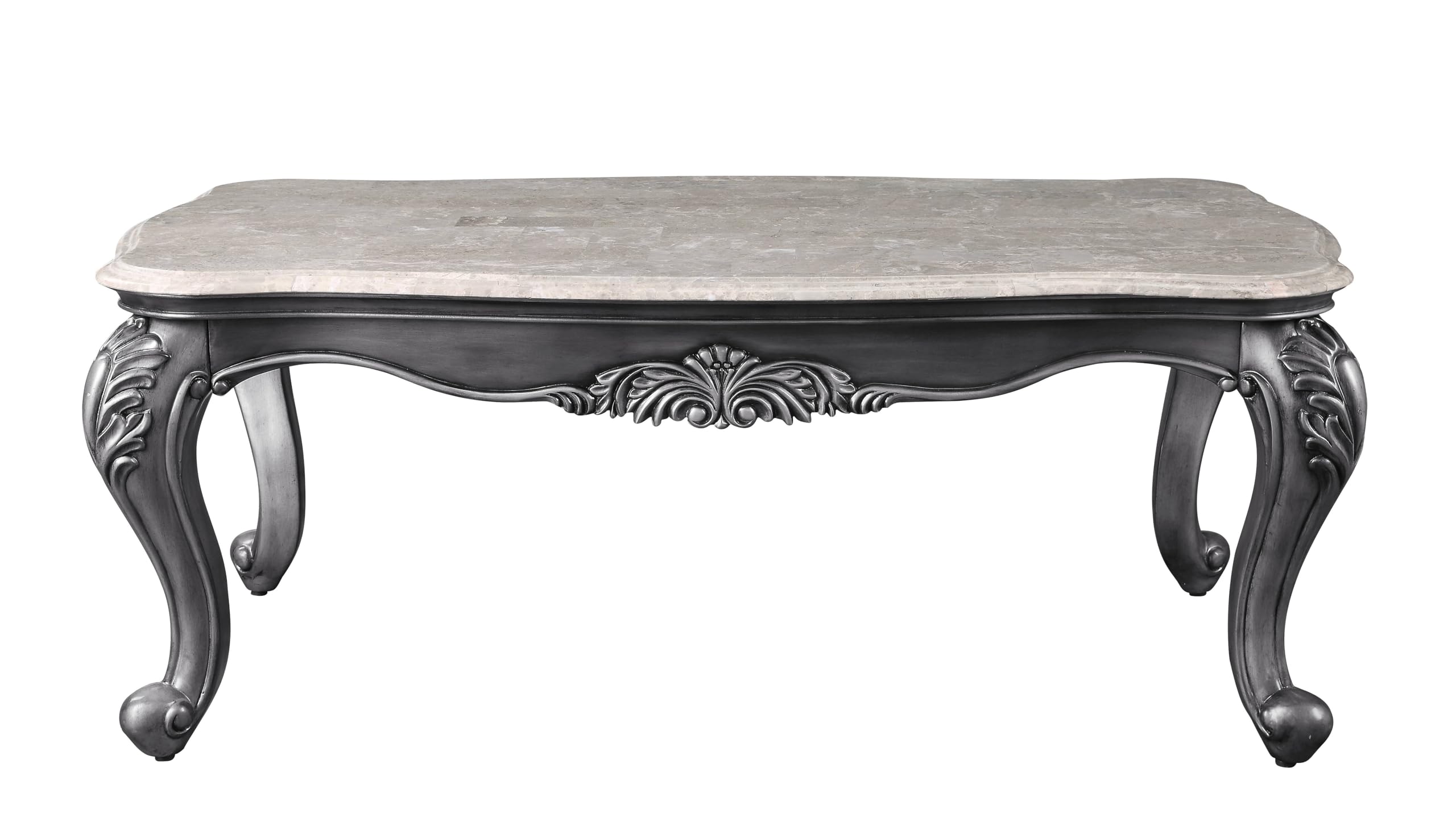 Acme Ariadne Rectangular Marble Top Wooden Coffee Table in Platinum Gray