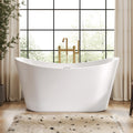 DeerValley 59" Free Standing Bathtub, Acrylic Soaking Tub with Center Drain & Integrated Overflow, Modern Standalone Shower Tub White, Deep Soaker, Ergonomic Design, DV-1T151S