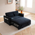 55" Convertible Futon Sofa Bed, Velvet 3 in 1 Sleeper Sofa, Pull Out Couch with USB Ports & 2 Waist Pillows, Adjustable Backrest Loveseat Sofa, Couches for Living Room, Apartment, Bedroom, Black