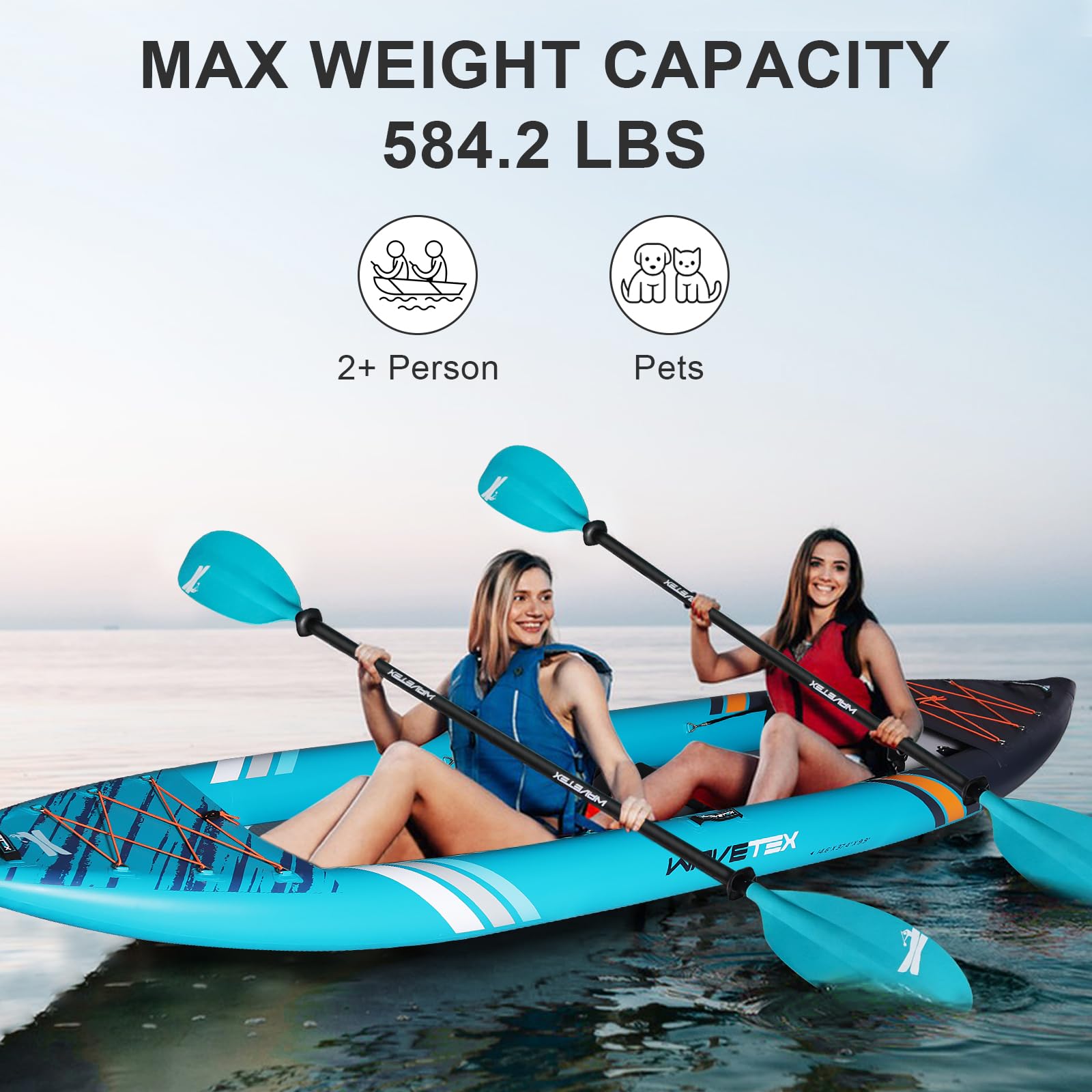 ANNTU Inflatable Kayak 2 Person, Lightweight and Durable Tandem Kayak, Blow Up Kayaks for Adults - Unleash the Joy of Tandem Paddling on Rivers, Lakes and Coastal Waters