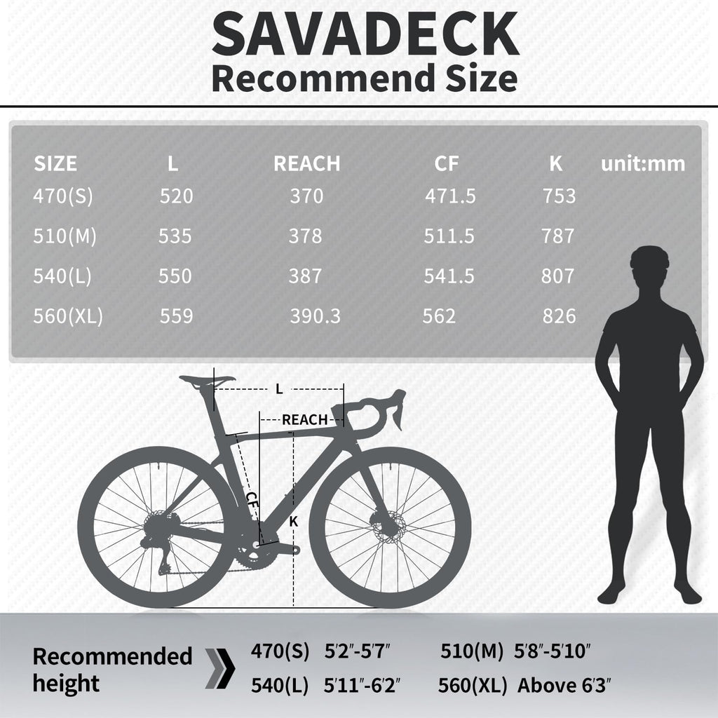 SAVADECK Carbon Disc Road Bike, Integrated Design Racing Bicycle Carbon Frame Carbon Fork with Shimano SORA R3000 Derailleur System 18 Speed Disc Brake Road Bike for Men or Women(White,54cm)