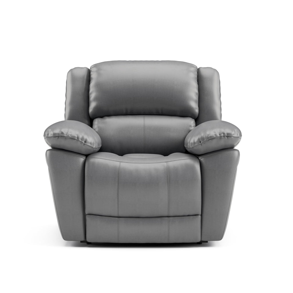 Furniture of America Sorin Modern Leather Recliner Chair with Pillow Armrests and High Density Foam, Reclining Sofa, Comfortable Couch for Living Room, Office, FSC Certified, Dark Gray