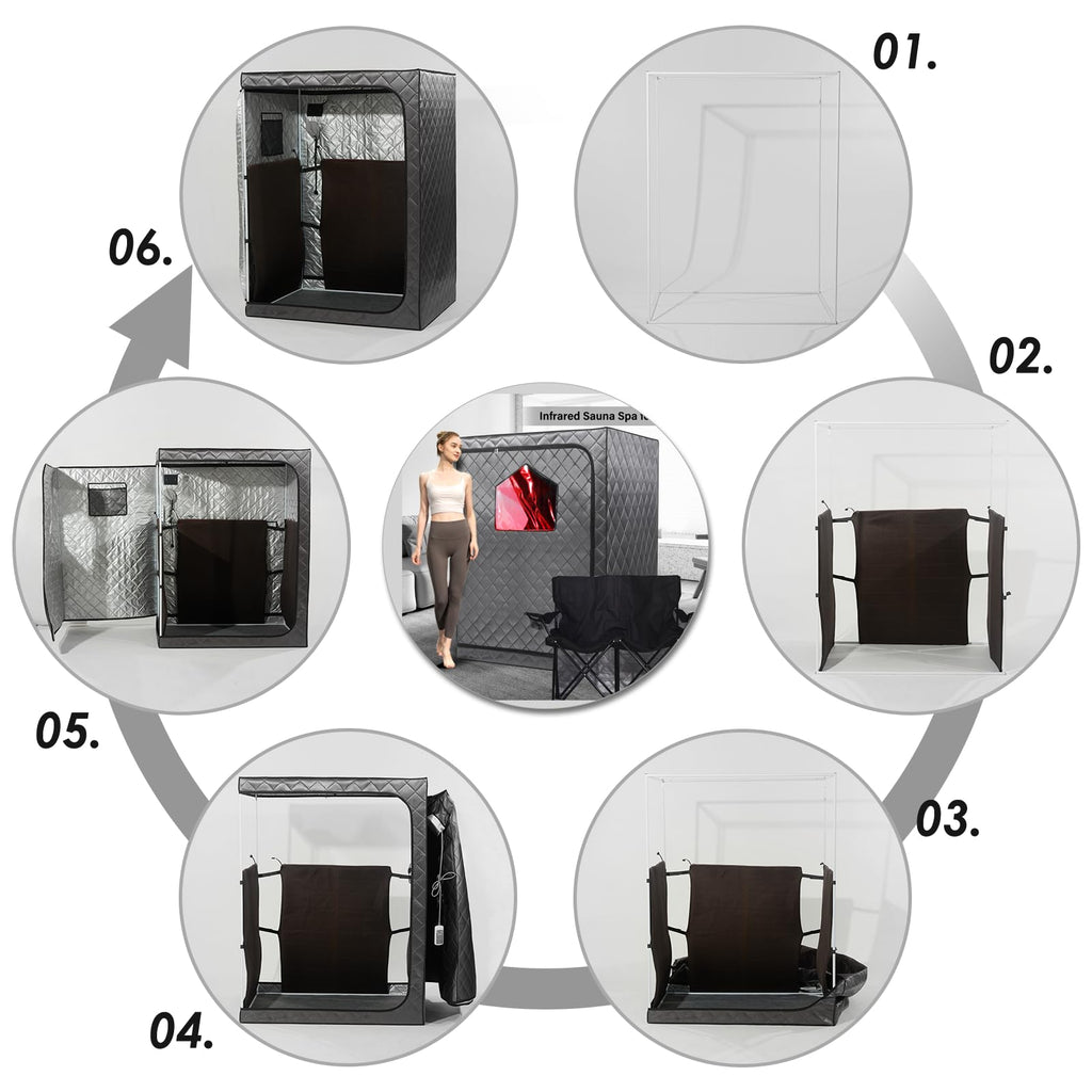 iDOTODO Full Body Portable Personal Infrared Saunas for Home, 2 Person Sauna Tent, at Home Sauna, Portable Infrared Sauna Two-Person Sauna Tent with 2 Foldable Chairs, Remote Control