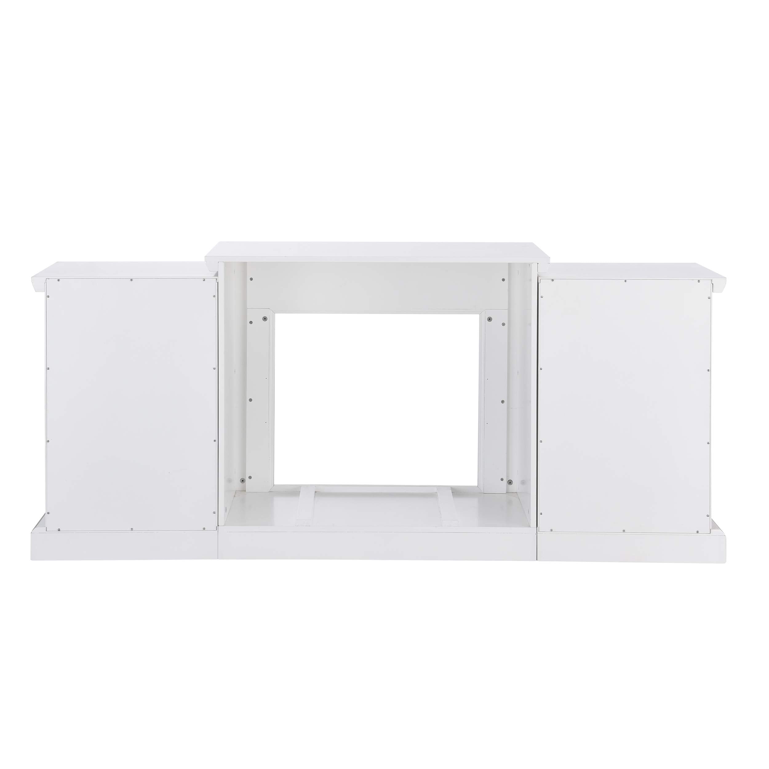 SEI Furniture Gallatin Faux Stone Electric Fireplace with Bookcases, New White