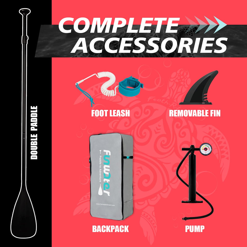 FunWater Inflatable Stand Up Paddle Board with Premium SUP Paddleboard Accessories, Anti-Slip EVA Deck, Paddle Boards for Adults & Youth of All Skill Levels