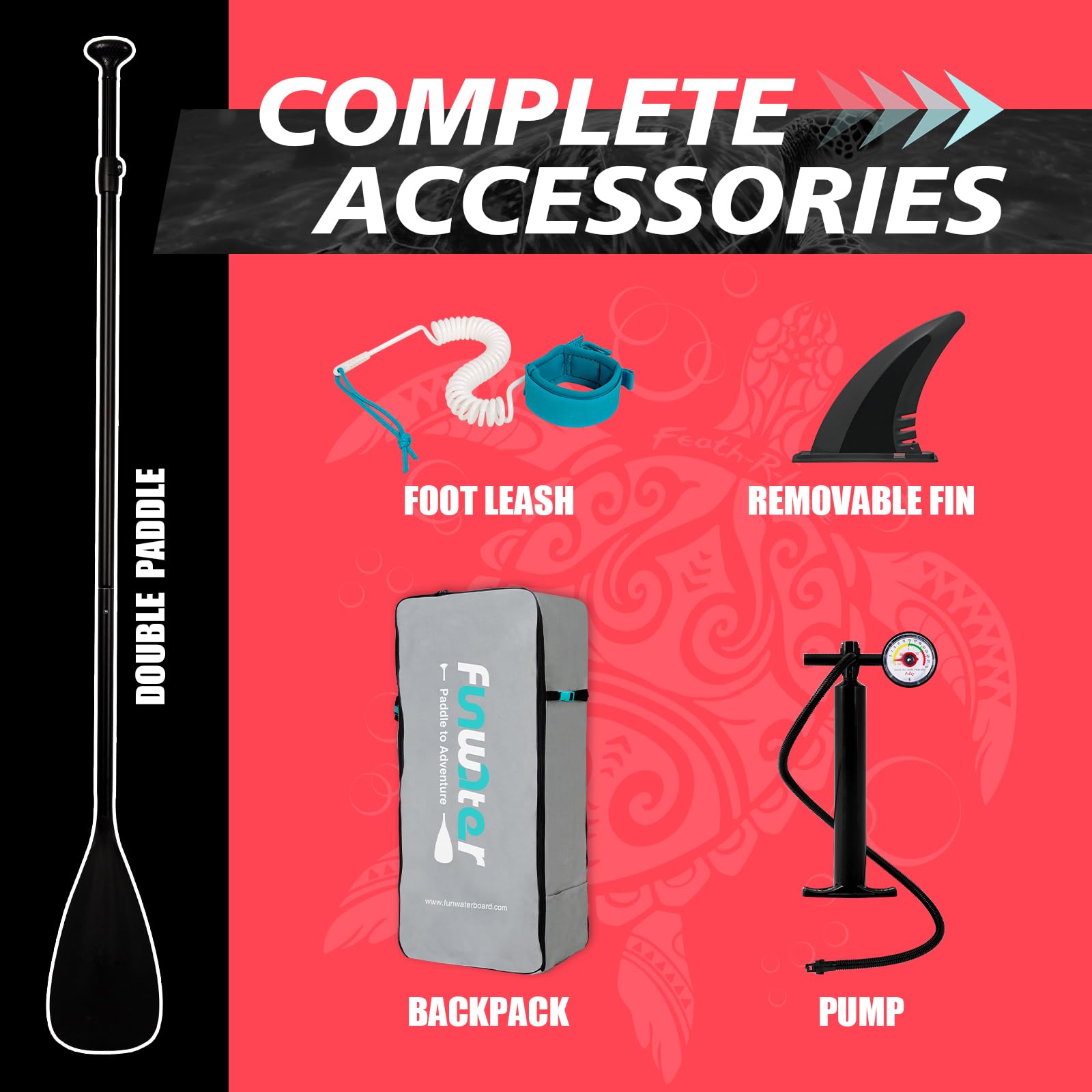 FunWater Inflatable Stand Up Paddle Board with Premium SUP Paddleboard Accessories, Anti-Slip EVA Deck, Paddle Boards for Adults & Youth of All Skill Levels