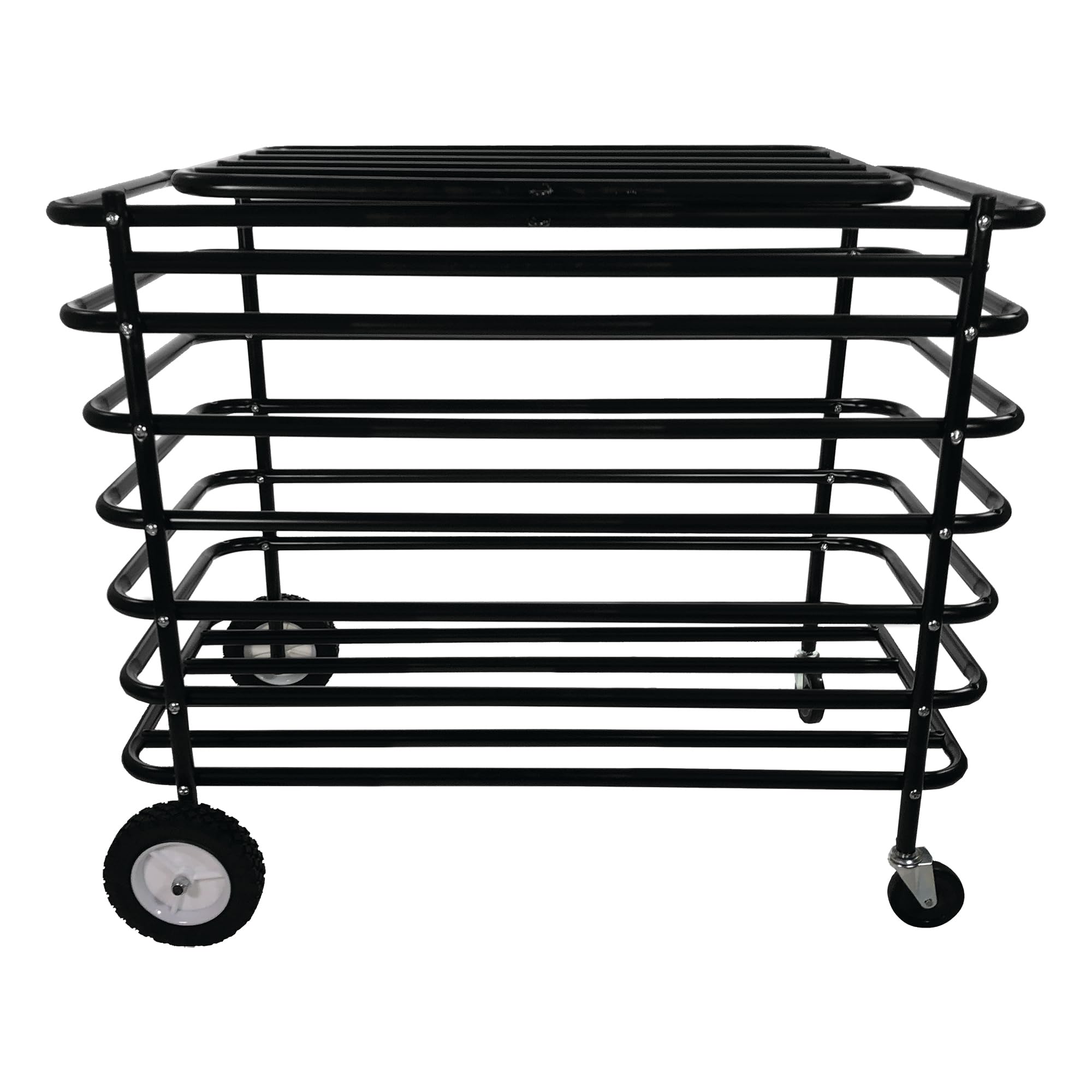 Champion Sports Ultimate Lockable Ball Locker – Heavy Duty Powder Coated Steel Ball Locker with Swivel Caster and Rear Wheels – Hinged Lid - Holds Up to 30 Balls – Black
