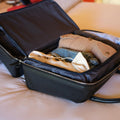 Wool & Oak Duffle Suitcase – Full-Grain Leather Travel Bag with Clamshell Opening, 33 L Capacity, Trolley Sleeve & 16″ Laptop Pocket – “DS Carry” Personal-Item Size - Pebble Leather - Chocolate