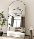 Koonmi 40"x80" Arched Full Length Mirror, Black Large Floor Mirror with Aluminum Alloy Frame, Standing Hanging or Leaning Wall-Mounted Full Body Mirror for Living Room and Bedroom