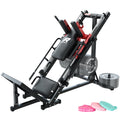 RitFit Leg Press Hack Squat Machine, Professional Adjustable Leg Press Machine for Home Gym with Linear Bearing, Full Lower Body Workout with Weight Storage (Red,with Pull up Band)