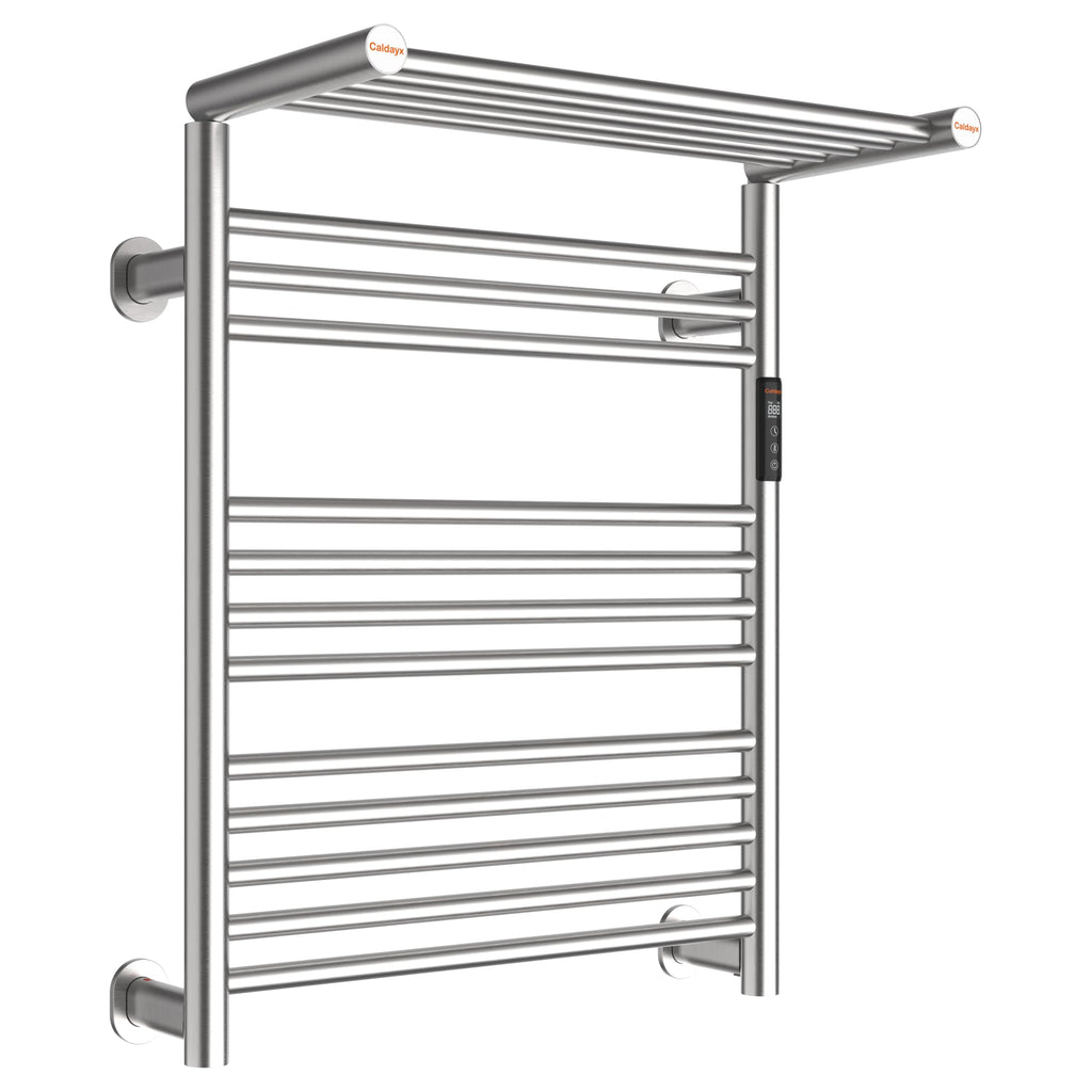 Caldayx High-Density Foldable Heated Towel Rack, Smart Dual-Zone App/Voice Control Towel Warmer Rack, GFCI Plug-in/Hardwired, Wall-Mount, Drill-Free Install, Brushed, CA3-900X550-Ultra-S