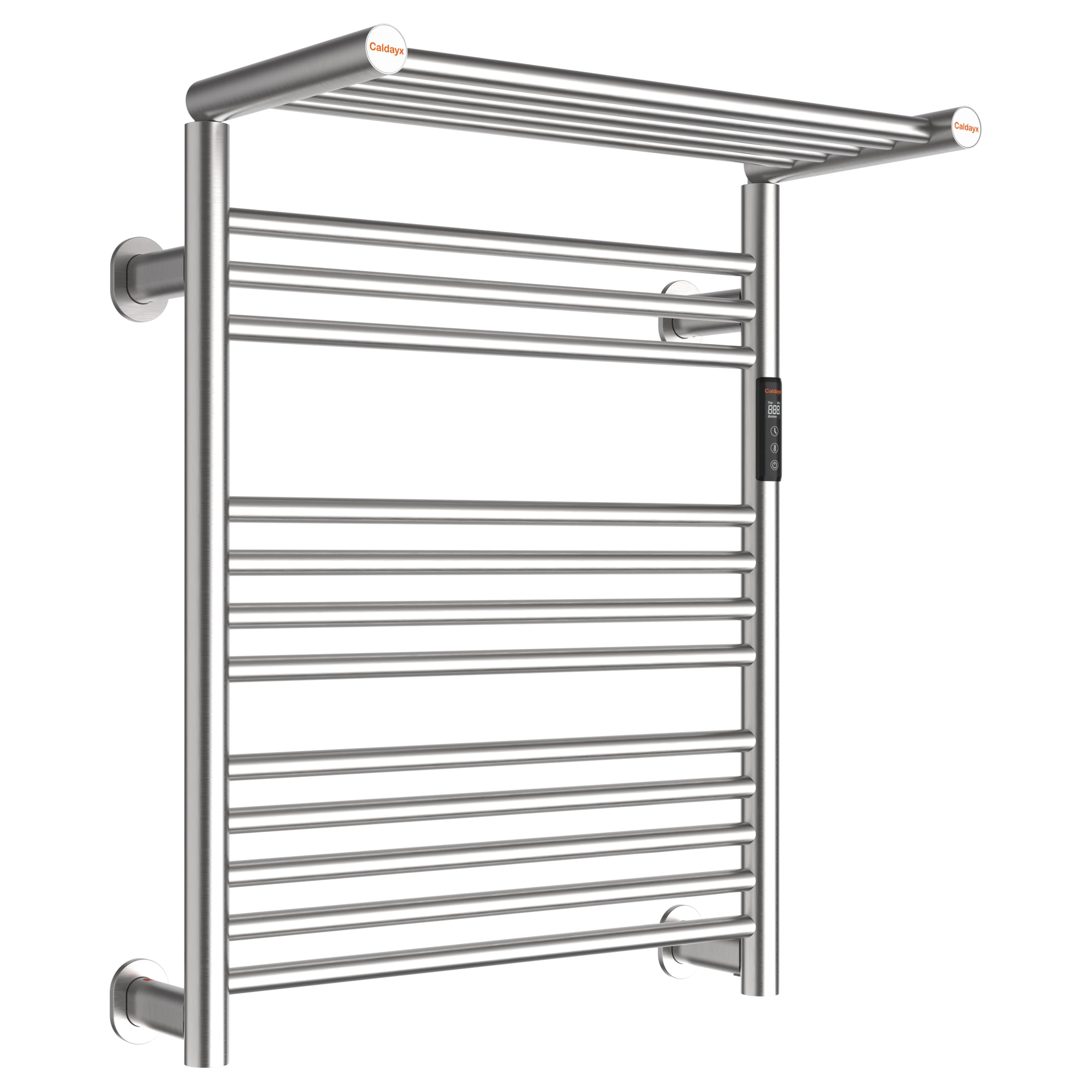 Caldayx High-Density Foldable Heated Towel Rack, Smart Dual-Zone App/Voice Control Towel Warmer Rack, GFCI Plug-in/Hardwired, Wall-Mount, Drill-Free Install, Brushed, CA3-900X550-Ultra-S