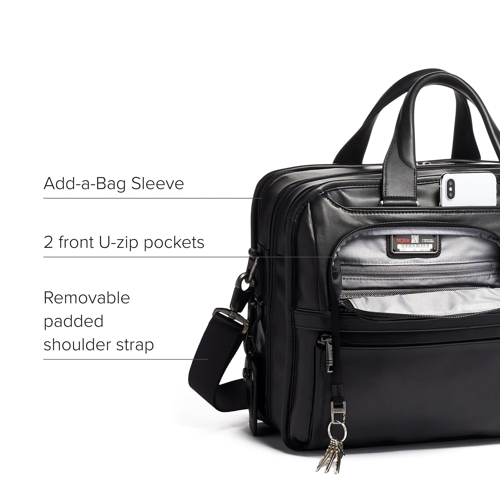 TUMI - Alpha Medium 15" Expansion Laptop Briefcase - Professional Briefcase for Commute or Travel - Padded Compartment Fits up to 15" Screen - Black Leather