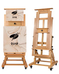 DJAR Extra Large H-Frame Art Easel, Movable Tilts Flat Painting Stand for Artist, Adjustable Solid Beechwood Heavy Duty Floor Easel for Painting, Hold 1 or 2 Canvas up to 79" Natural