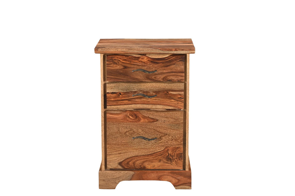 Taran Designs Darcy 3-Drawer Live Edge Solid Wood Filing Cabinet in Brown