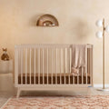 dadada Baby Soho 3-in-1 Convertible Wooden Crib to Toddler Bed - Made in Italy, GREENGUARD Gold Certified, Baby-Safe Finish, Handcrafted Beechwood, Modern Design, 3 Adjustable Heights (Washed Natural)