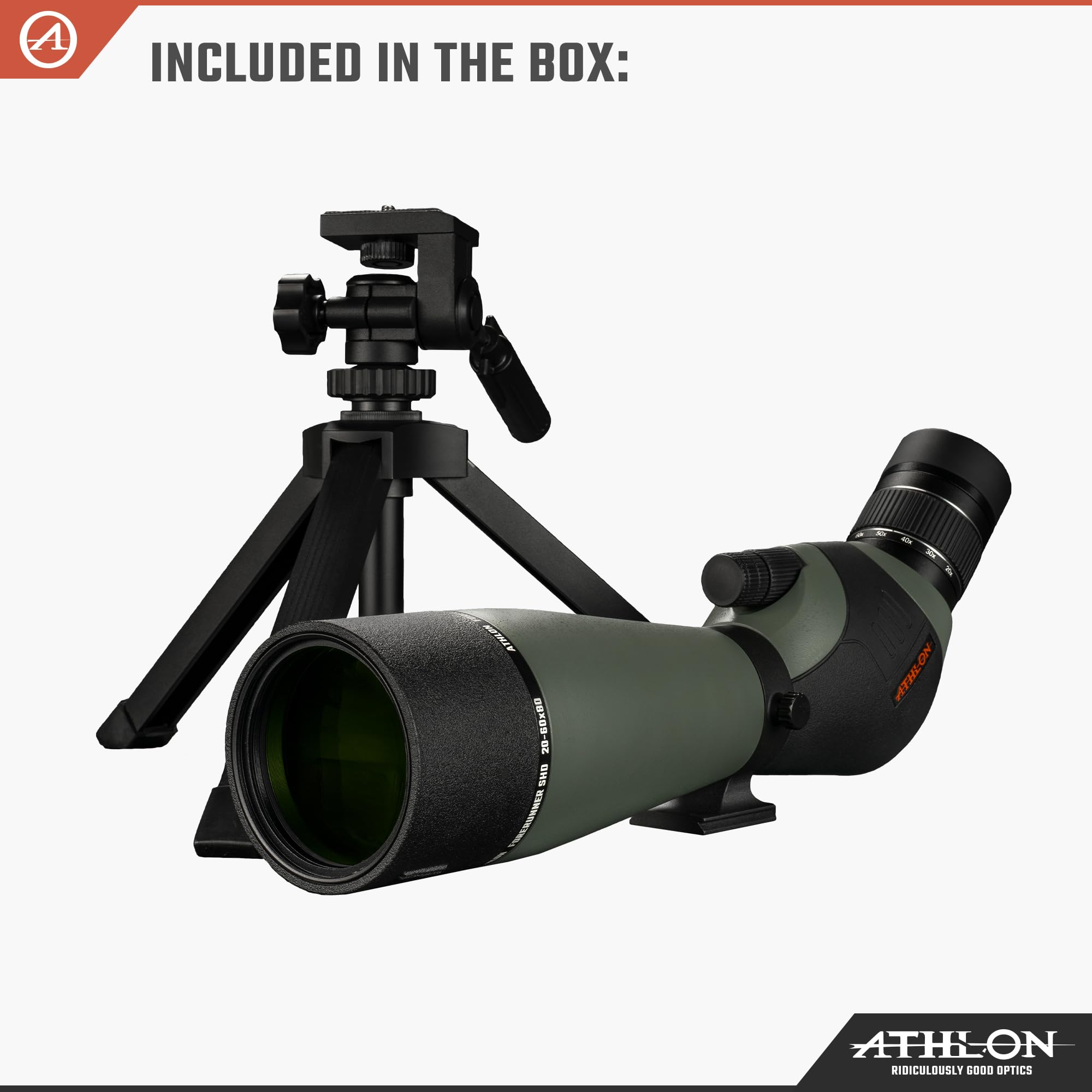 Athlon Optics 20-60x80 Dual Focus Forerunner Spotting Scope - ED Focal Lens with Tripod