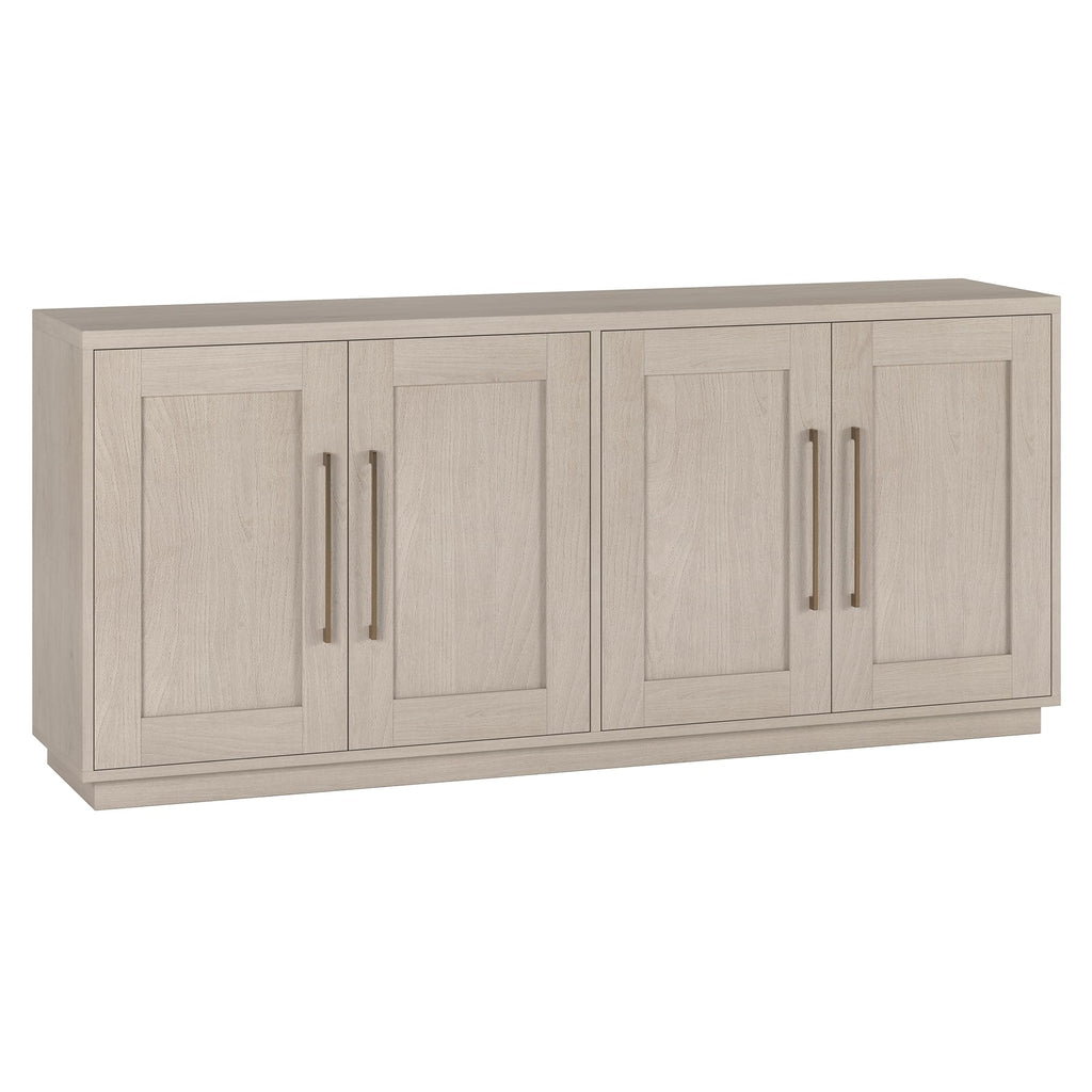 Henn&Hart 68" Sideboard Buffet Cabinet, Modern Credenza with 4 Panel Doors, Adjustable Shelves, and Cable Management Cut-Outs for Dining Room, Kitchen, Living Room or Entryway, Beech White