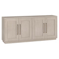 Henn&Hart 68" Sideboard Buffet Cabinet, Modern Credenza with 4 Panel Doors, Adjustable Shelves, and Cable Management Cut-Outs for Dining Room, Kitchen, Living Room or Entryway, Beech White