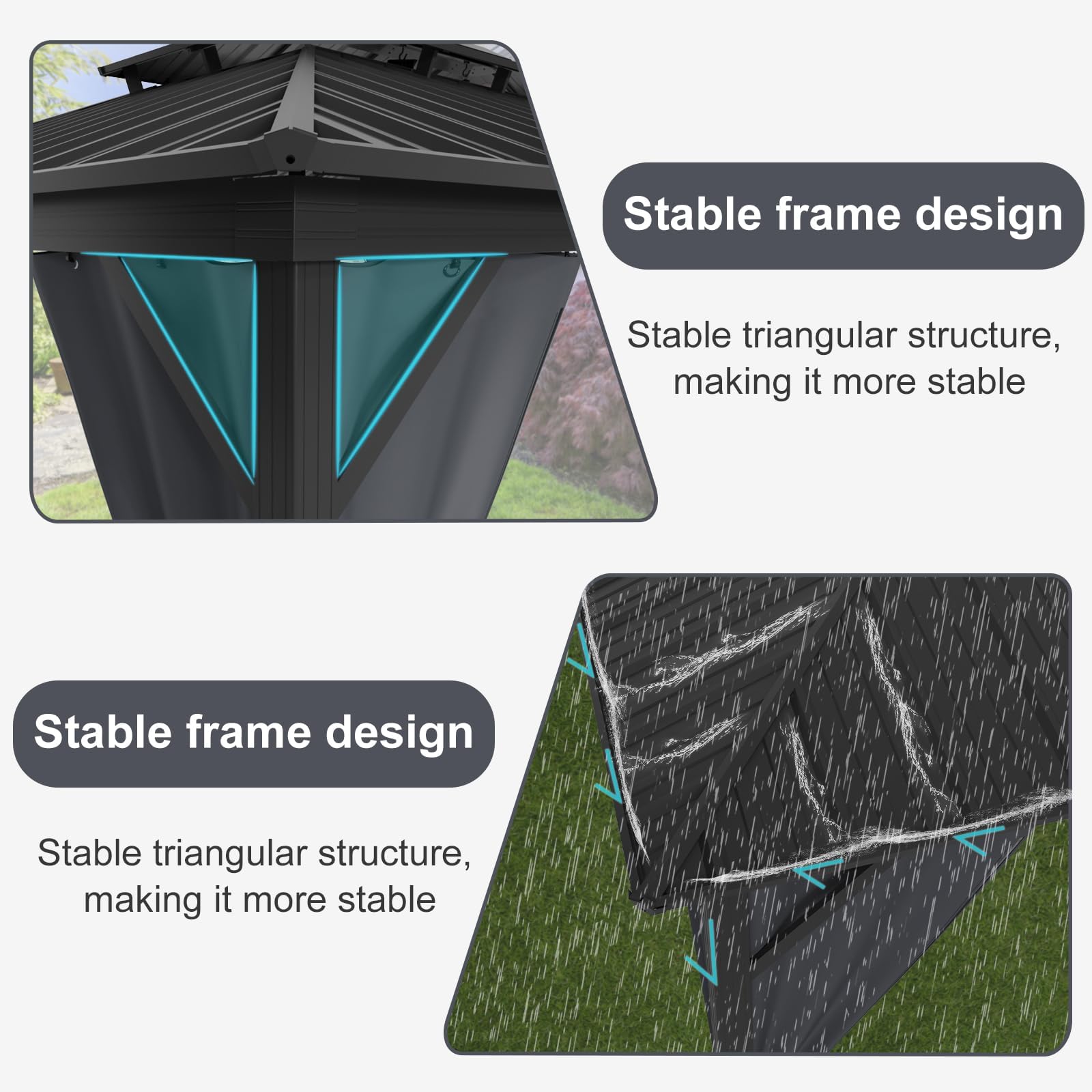 12x20 ft Hardtop Gazebo with Extra Overhang Design, Permanent Aluminum Gazebo with Double Galvanized Steel Roof, Outdoor Pavilion with Mosquito Netting and Privacy Curtains for Patio Backyard Garden