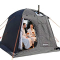 GOLDCAMP 3-4 Person Portable Steam Sauna Tent, Outdoor SPA Camping Detox Relaxation Quilted Box with Heat Retention Design, 86.6"X86.6"X75" Gray and Black with Carry Bag (NO Stove)