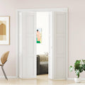 ARKHJEM Bifold Closet Door for 60" x 80" Opening, 3 Lite Closet Folding Door with Concealed Hardware Kit, MDF, Pre-Assembled, White Interior Doors