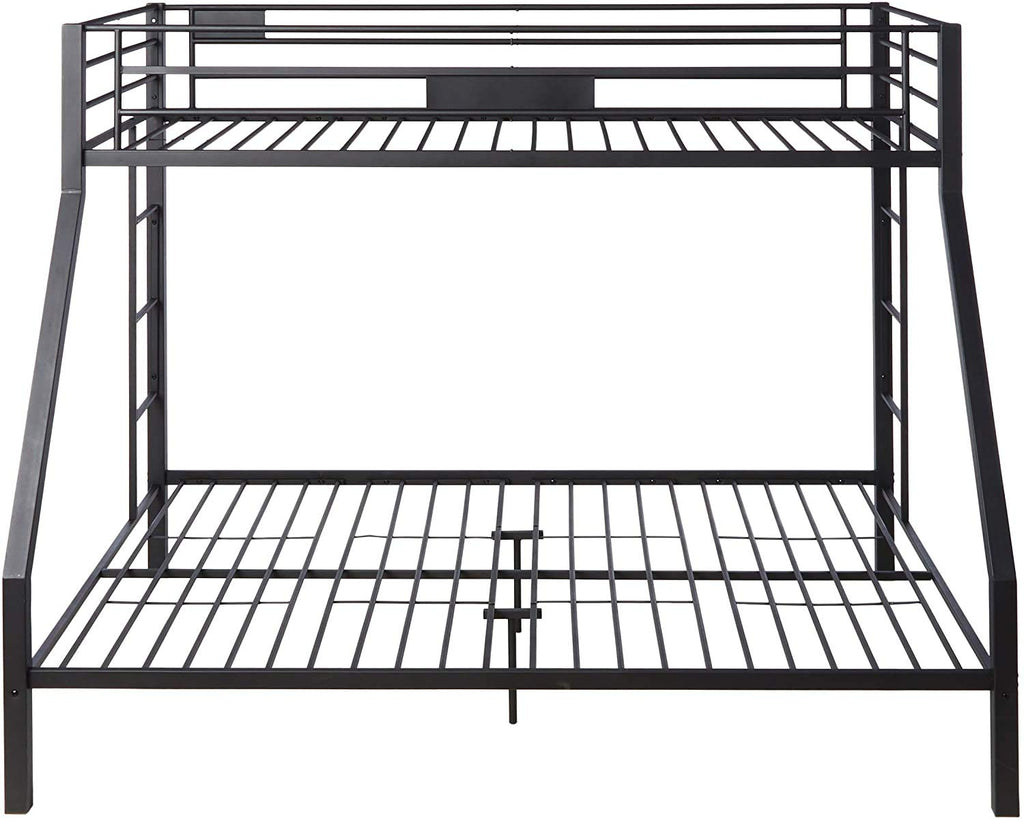 DANGRUUT Upgraded Version Thicken Metal Bunk Beds, Best Industrial Bunk Bed, Heavy Duty Bed Frame with Side Ladder and Safety Rails for Kids Girls Boys, Teens and Adults (Twin XL Over Queen)