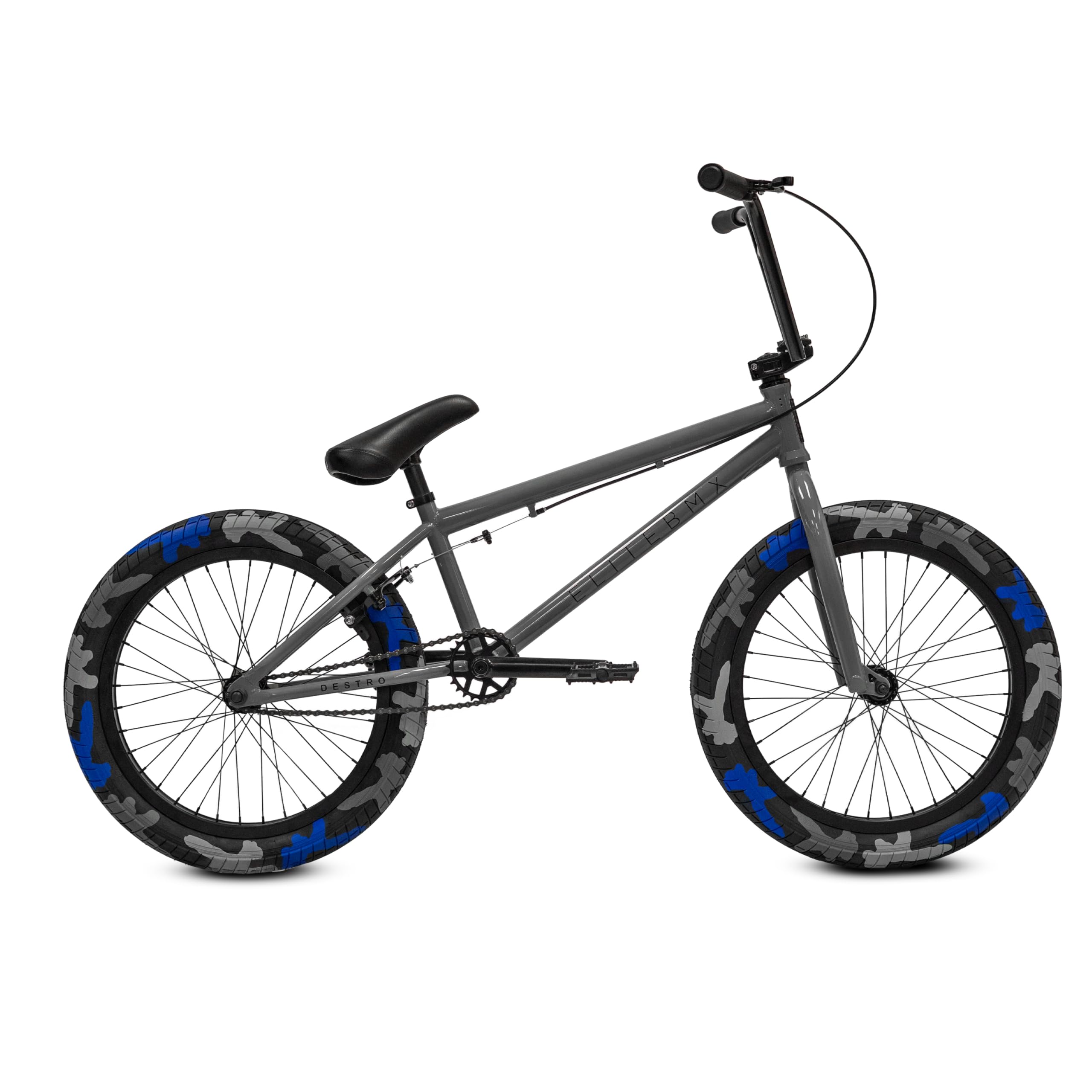 Elite BMX Bicycle 18", 20" & 26" Model Freestyle Bike - 3 Piece Crank (Destro Grey, 20")