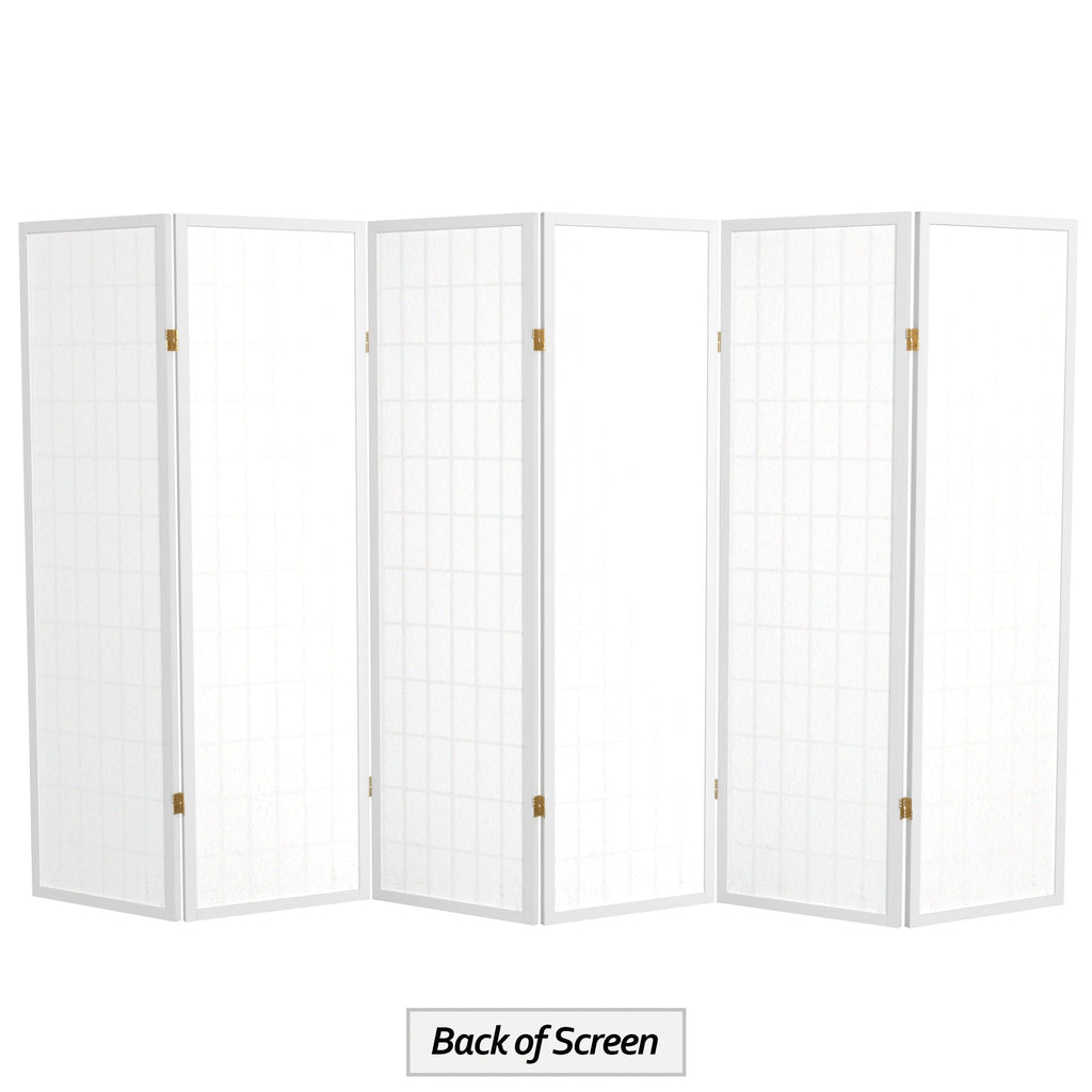 Red Lantern 5 ft. Tall Window Pane Shoji Screen - White - 6 Panels