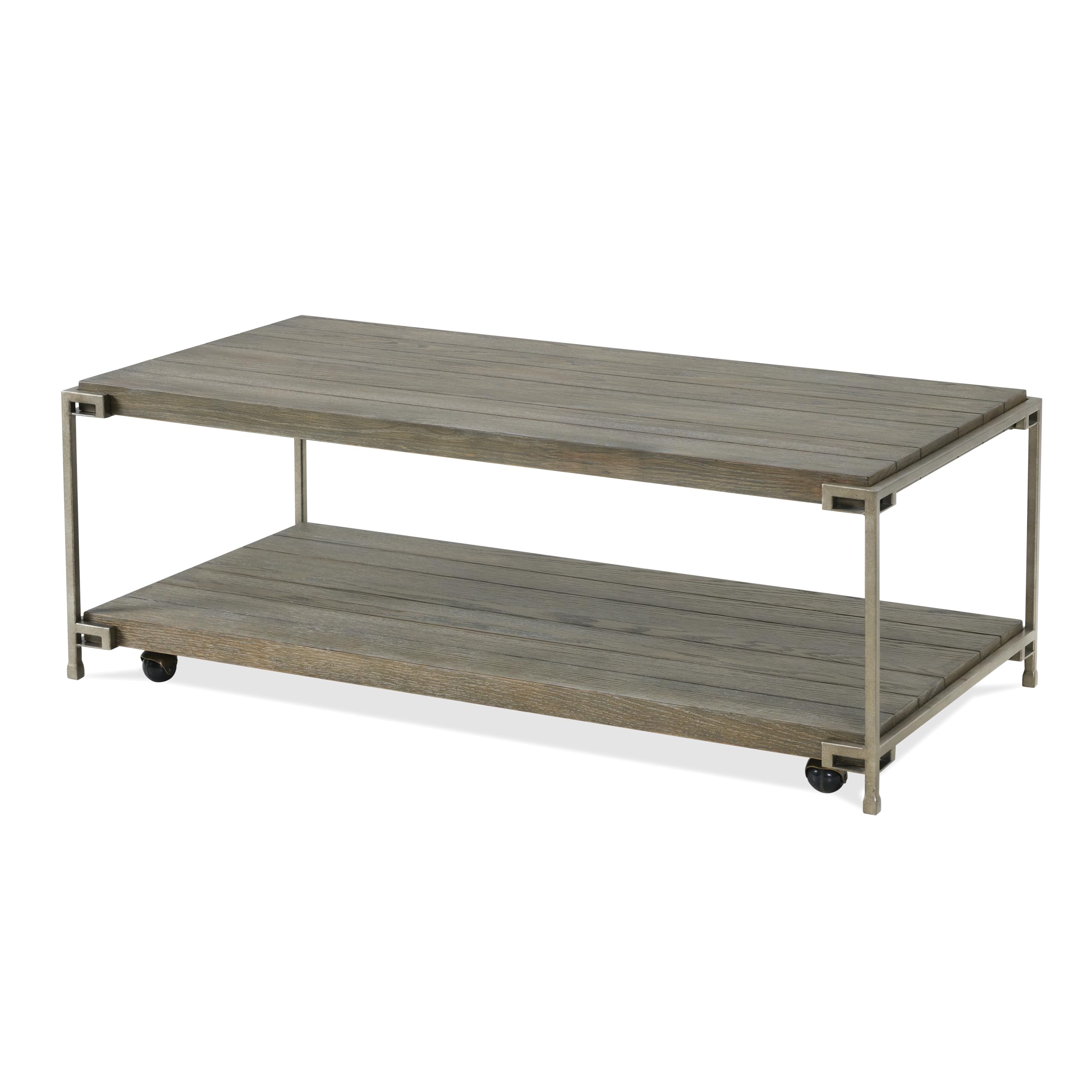 Roundhill Furniture Corbeta 3-Piece Metal Frame Wood Living Room Coffee Table and 2 Chairside Tables Set, Aged Graphite