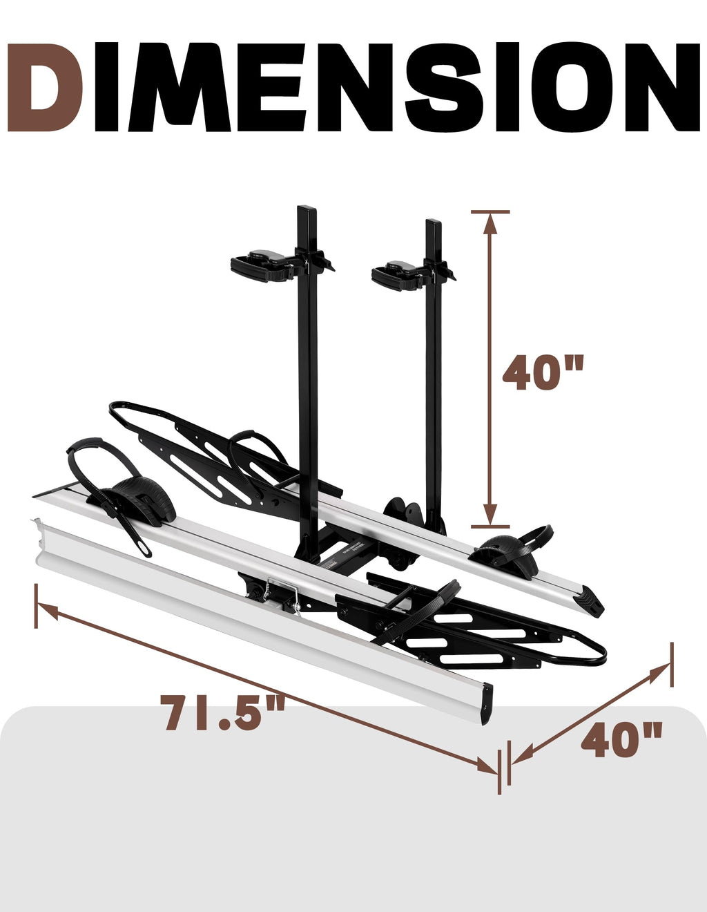 Young Hitch Mount Bike Rack with Ramp, 200 lbs. Capacity for 2 E-Bikes, Fat Tire and Standard, fits Cars, SUVs, RVs, Trailers with 2 Inch Receiver