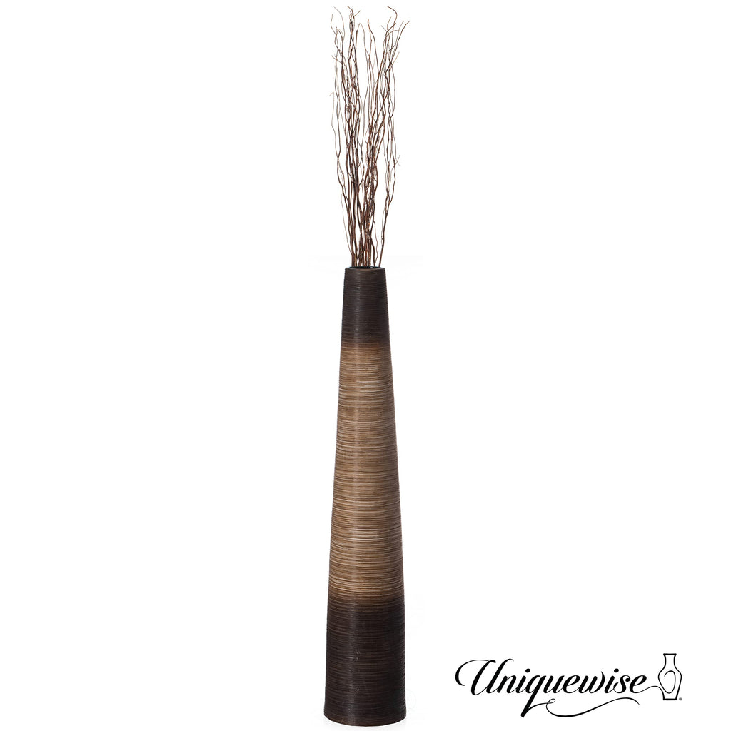 47-Inch Tall Handcrafted Brown Ceramic Floor Vase - Waterproof Cylinder-Shaped Freestanding Vase, Ideal for Tall Floral Arrangements and as a Standalone Piece