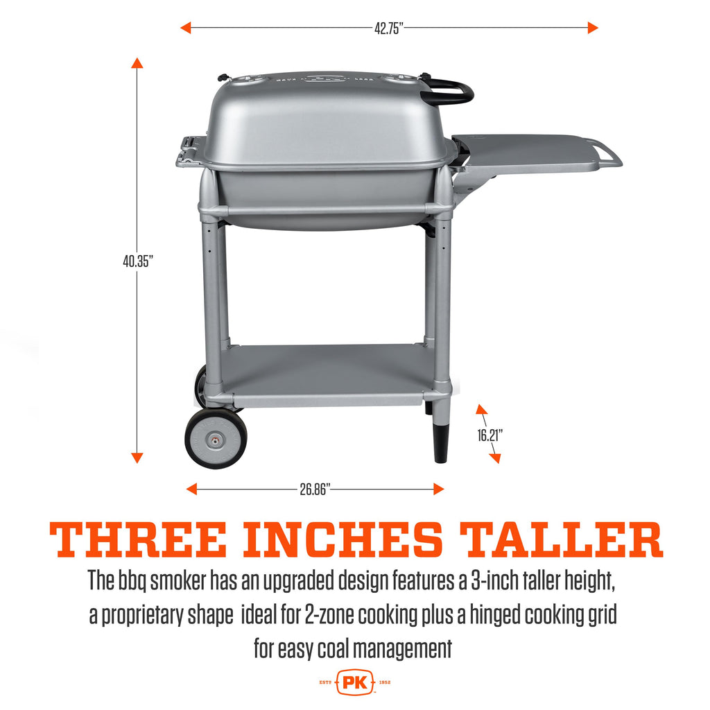 PK Grills PK300-SCX Portable Charcoal Grill and Smoker, Aluminum Outdoor BBQ Grill, Portable Grill for Camping, Backyard Grilling, Park, Tailgating, Silver