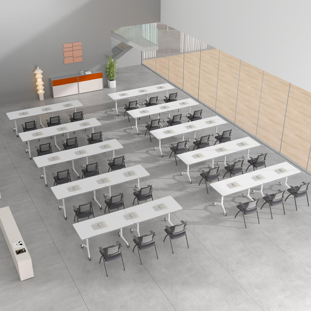 6 Pack Conference Room Tables,Mobile Folding Conference Table with Wheels,Modern Training Locking Rolling Meeting Conference Tables with Flip-Top for Office Classroom Business,6-12 Person,61IN