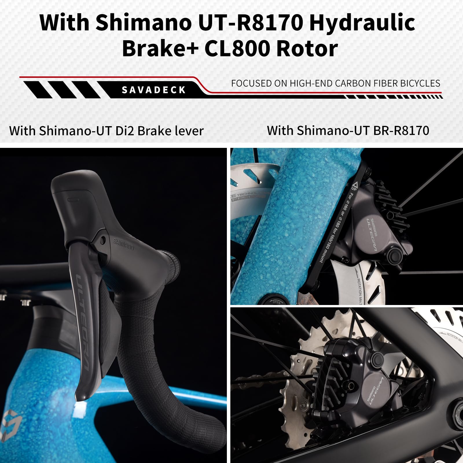 SAVADECK SLR8-Ultegra Full Carbon Road Bike with Shimano 105 R8170 24S Set for Adults, (Wave Pattern(W45), Blue, 54cm)
