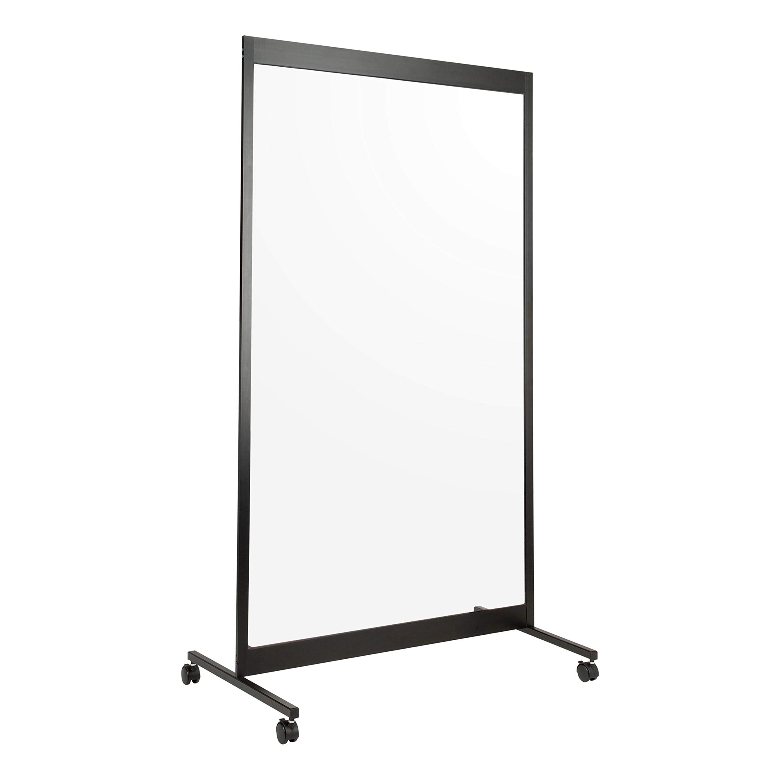 FDP Clear 3/16" Clear Acrylic Mobile Room Divider with Locking Casters for Social Distance Sneeze, Cough, Talk Guard, Protective Single-Panel Plexiglass Barrier for Classroom, Office, Reception Area
