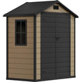 DWVO 6.2x3.4 FT Outdoor Resin Storage Shed with Floor, All-Weather Bike Storage Shed with Lockable Door, Window and Vent, Waterproof Plastic Tool Storage for Garden, Backyard, Patio, Lawn, Brown
