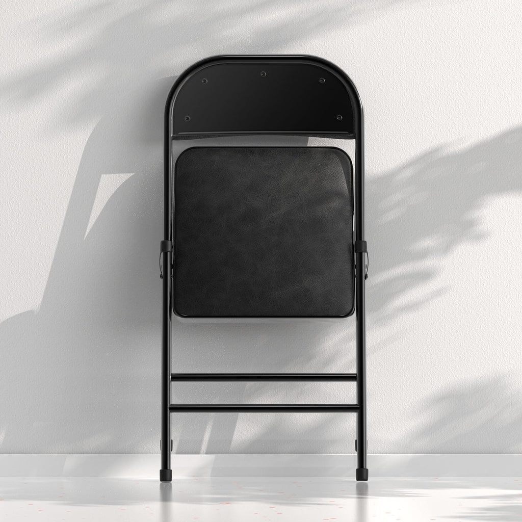 Nazhura 4 Pack Folding Chairs with Padded Vinyl Cushion Chairs with Comfortable Cushion and Durable Steel Frame for Home and Office, for Indoor and Outdoor Events (Black Vinyl Padding 20 Pack)